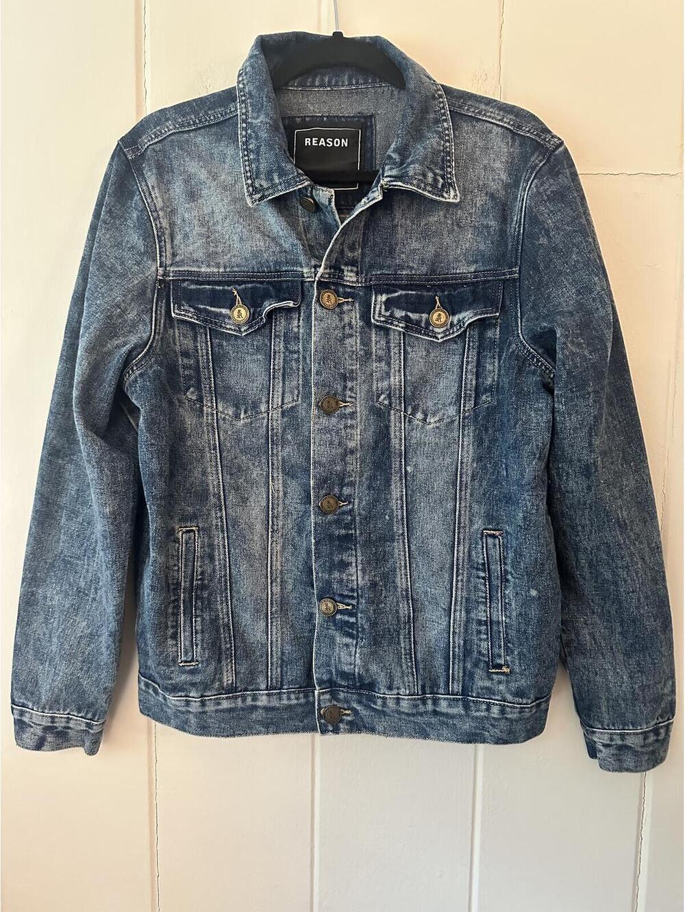 Reason Clothing Men’s Denim Jean Trucker Jacket Size Medium